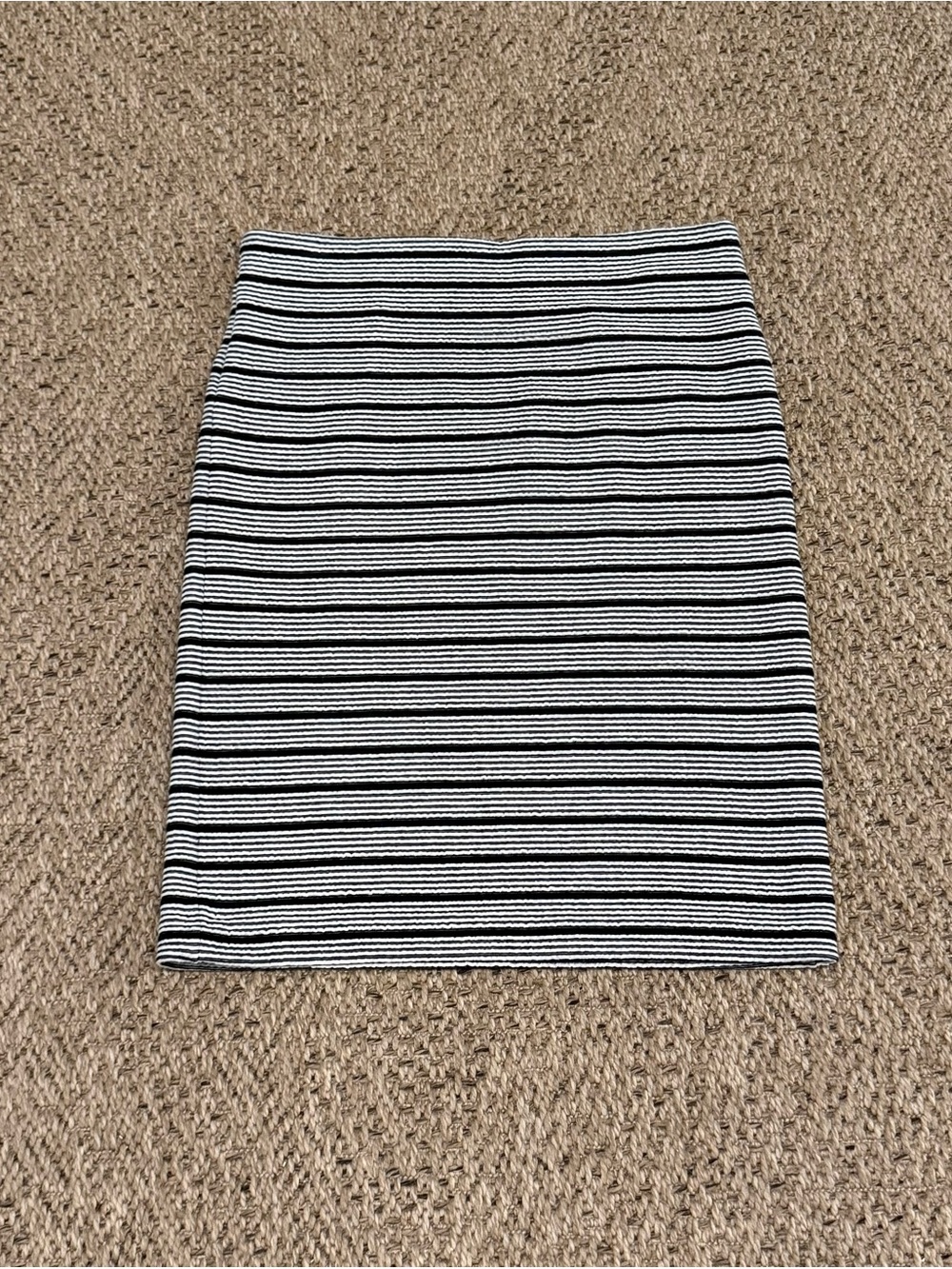LOFT Black and White Striped Pencil Skirt